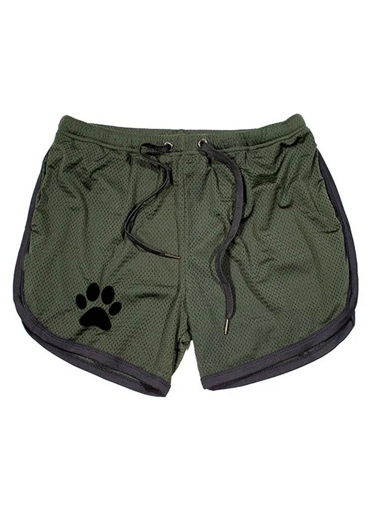 Summer Sports Mesh Breathable Running Shorts green black edge 