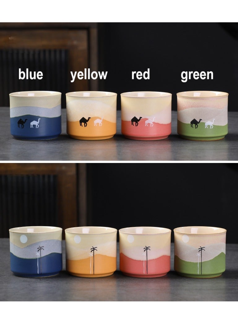 Ceramic Tea Cup and Saucer Set with Camel Design, 80ml, Tri-Color Gradient Pattern，suitable for gift and home use - Image 4