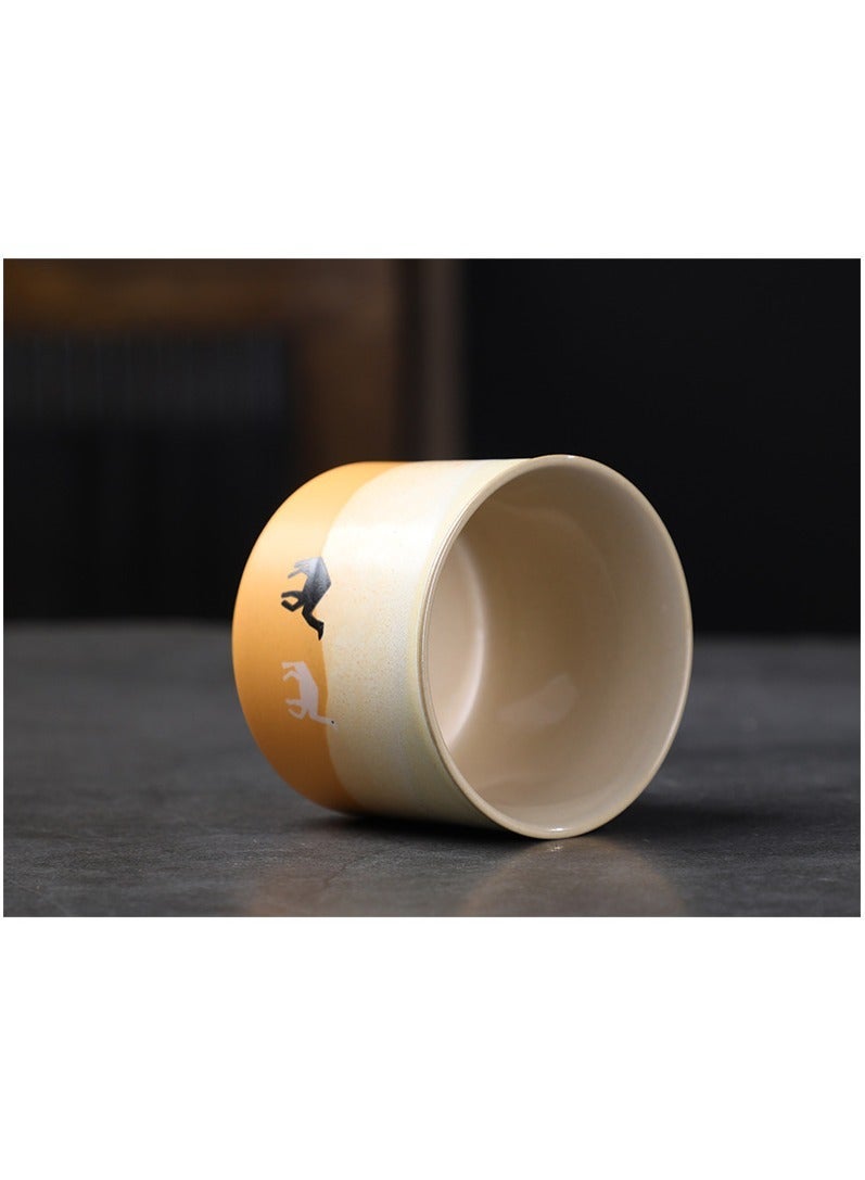 Ceramic Tea Cup and Saucer Set with Camel Design, 80ml, Tri-Color Gradient Pattern，suitable for gift and home use - Image 5