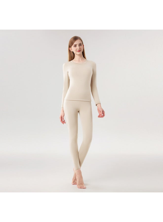 【drop Shipping】yellow Label Cashmere Goat Wool Thermal Underwear Women's Set Antibacterial Heating Fleece Lined Thickened Autumn Clothes