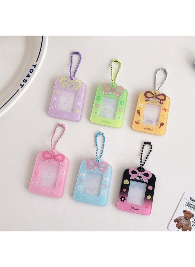 NIBEMINENT 1 - Piece Acrylic Bow Kpop Photo Card Holder Pendant Key Chain ID Badge Holder ID Card Holder Photo Card Protector for School ID Office ID Access Card for Women Girls - Image 3
