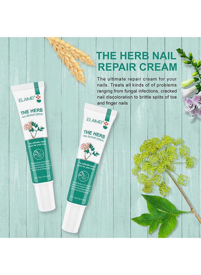 Elaimei Herb Nail Repair Cream, Nail Repair Essence Cream, Restores Appearance Of Discolored Or Damaged Nails, Toe Be Health Instant Beauty Cream For Toenail Care Under The Nail 15G  - Image 3