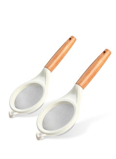 Strainers Fine Mesh,Small 30 Mesh Fine Mesh kitchen Sieve Sifters with Wooden Handle,Stainless Steel Colanders Skimmer for Straining Flour,Quinoa,Tea, Juice,Sugar (2PCS)