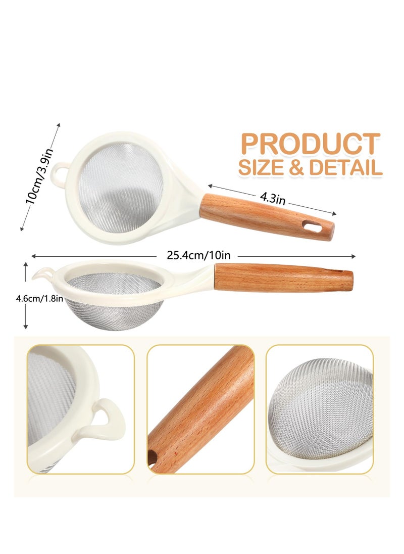 SYOSI - Strainers Fine Mesh,Small 30 Mesh Fine Mesh kitchen Sieve Sifters with Wooden Handle,Stainless Steel Colanders Skimmer for Straining Flour,Quinoa,Tea, Juice,Sugar (2PCS) - Image 1