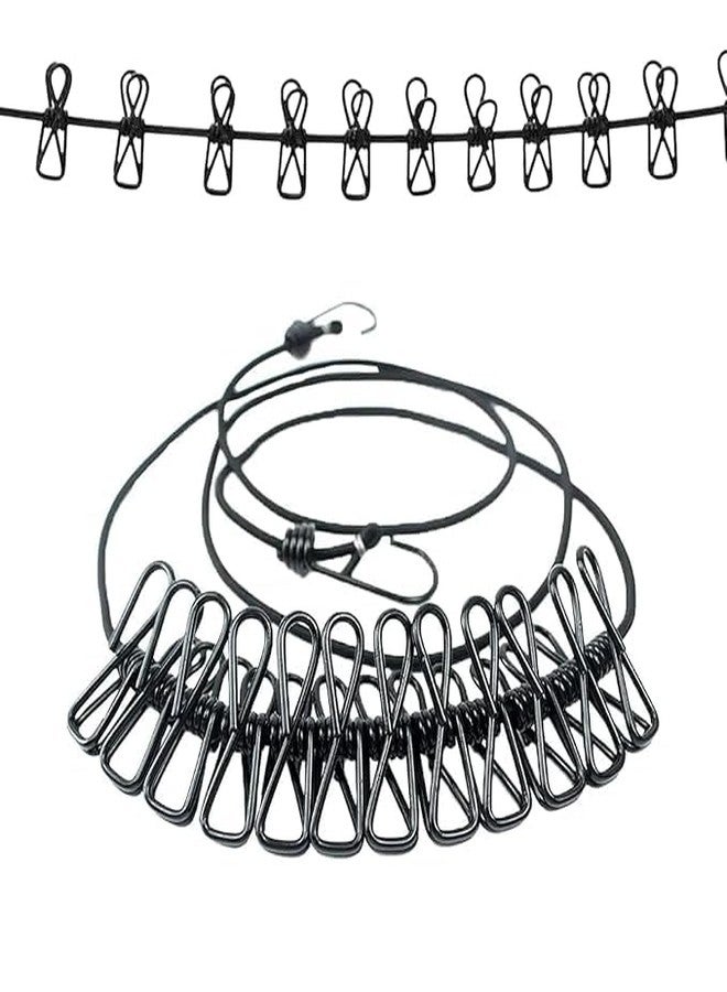 ROKTRY Pack- 1 Cloth Rope with Clip Portable Attachh Portable Travel Elastic 12 pcs Clothespins Portable Home, and Outdoor Drying - Includes Balcony Clothes Drying - Image 5