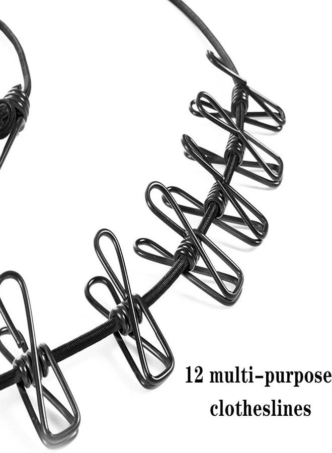ROKTRY Pack- 1 Cloth Rope with Clip Portable Attachh Portable Travel Elastic 12 pcs Clothespins Portable Home, and Outdoor Drying - Includes Balcony Clothes Drying - Image 3