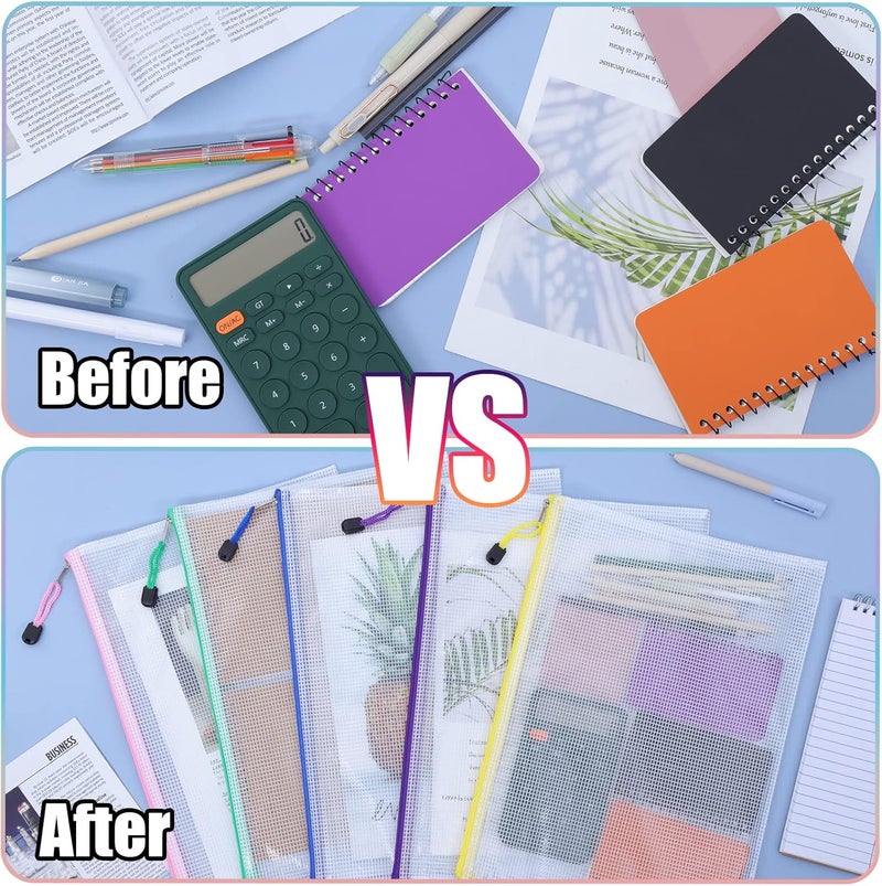 EOOUT 20pcs Mesh Zipper Pouch Zipper Bags, 10x14in Large Storage Bags for Organizing, 10 Colors Puzzle Bag Zipper File Bags for School Board Games and Office Supplies - Image 4