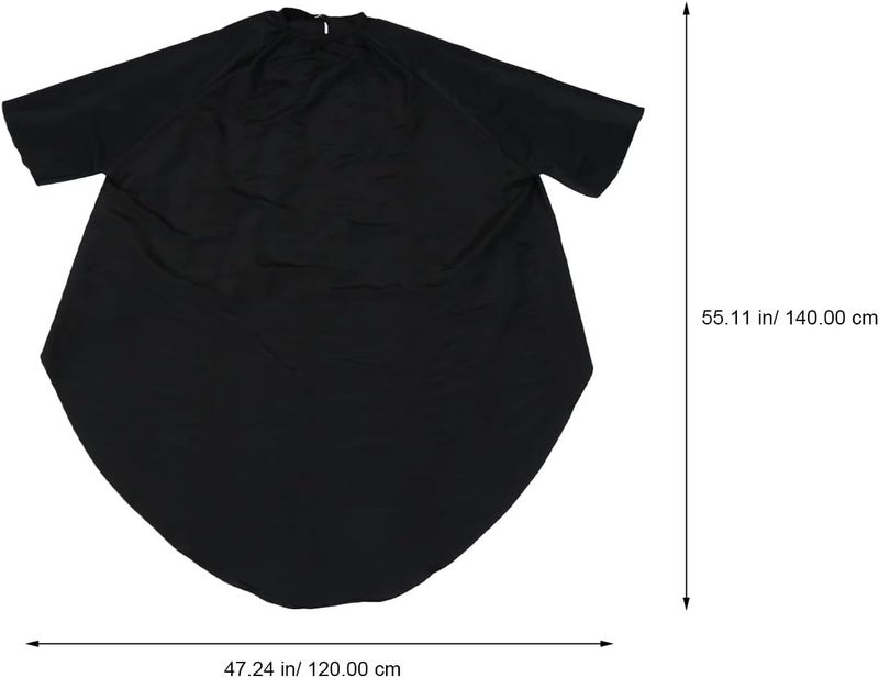 Waterproof Adults Hair Cutting Cape with Sleeves, Black Salon Barber Smock Gown for Hairdressing and Barbershop Use - Image 2