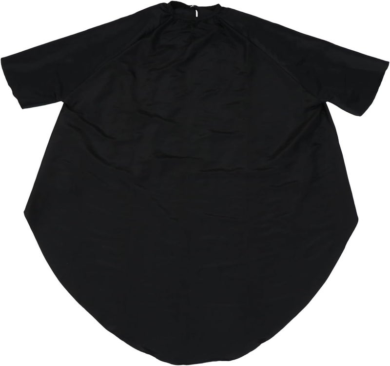 Waterproof Adults Hair Cutting Cape with Sleeves, Black Salon Barber Smock Gown for Hairdressing and Barbershop Use - Image 1