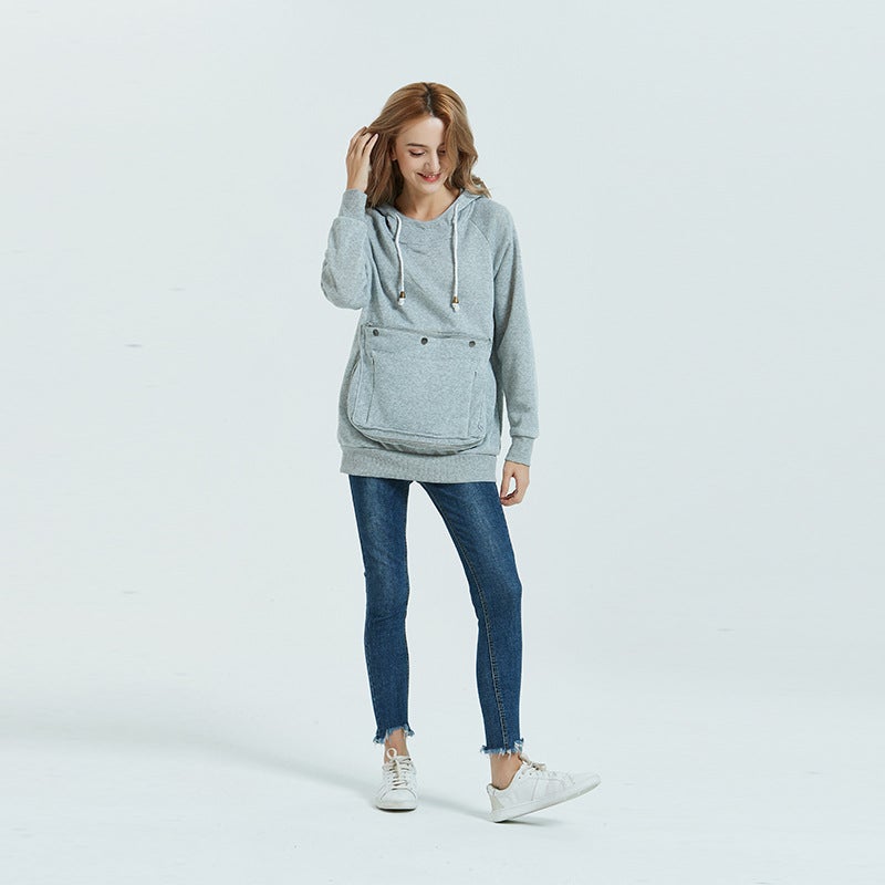 Oversized Pocket Hoodie Sweatshirt for Women Purple  - Image 3