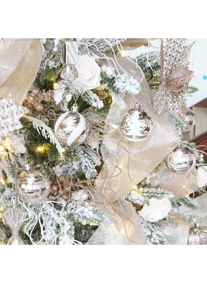 Sea Team 6-Inch-Wide Sheer Glitter Yarn Ribbon, Decorative Mesh Ribbon For Christmas Trees, Wreaths, Garlands, Art Crafts, Seasonal Decorations (3-Pack, 10-Yard/Pack, Champagne)  - Image 5