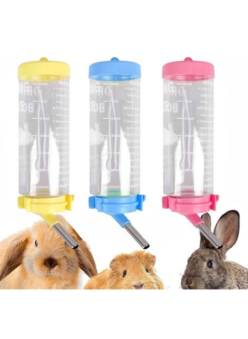 Generic 3pcs Hanging Pet Water Bottle No-Drip Stainless Steel Drinking Tube for Hamsters, Guinea Pigs, Rabbits, and Small Pets 250ml - Image 1