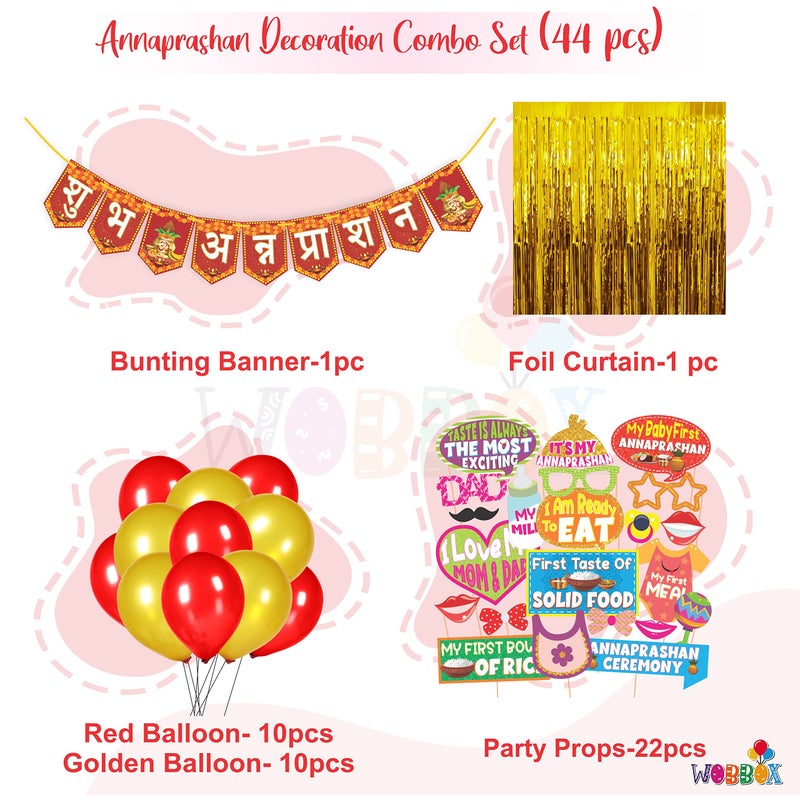 Wobbox Annaprashan Props, Subh Annaprashan Banner, Annaprashan Decoration Kit (46 Pc) (FP4476) - Image 2