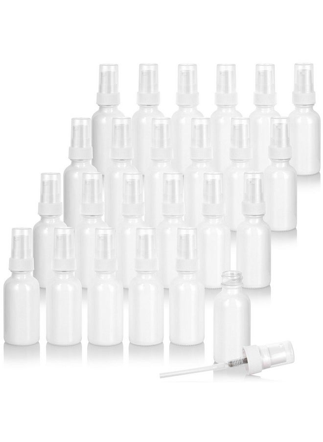 JUVITUS 1 Oz High Shine Gloss White Glass Boston Round Bottle With White Treatment Pump (24 Pack)  - Image 1