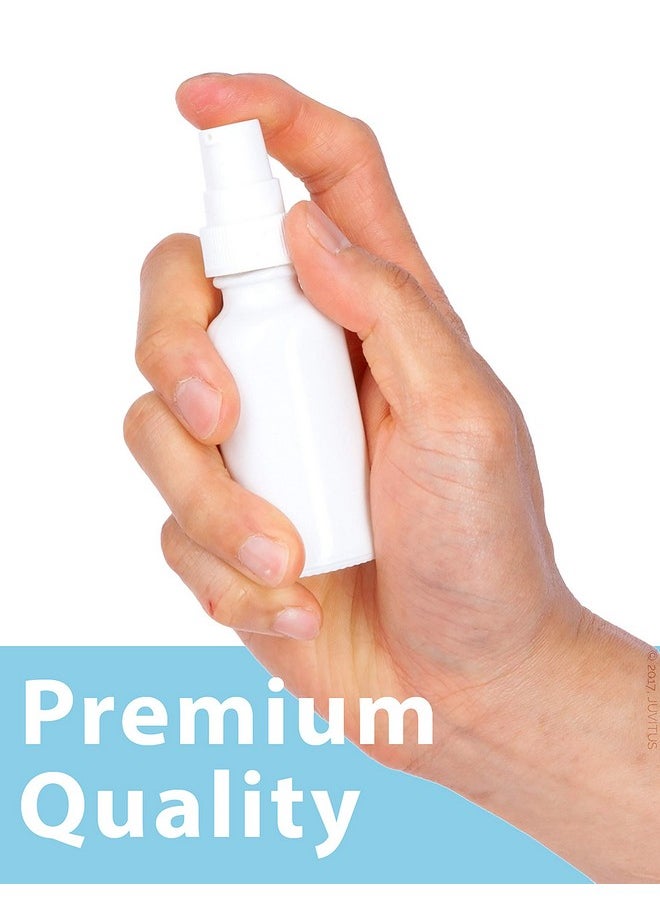 JUVITUS 1 Oz High Shine Gloss White Glass Boston Round Bottle With White Treatment Pump (24 Pack)  - Image 5