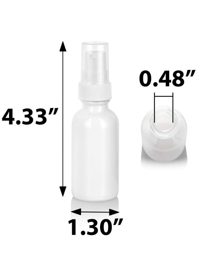 JUVITUS 1 Oz High Shine Gloss White Glass Boston Round Bottle With White Treatment Pump (24 Pack)  - Image 2