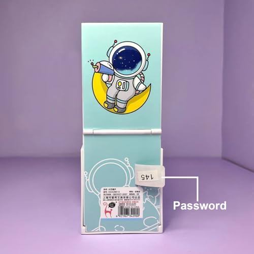 PARTEET Space Printed Plastic Pencil Case With Password Lock, Folding Pencil Box With Mirror, Multifunctional Pen Holder For Boys & Girls (Multicolour) - Image 4