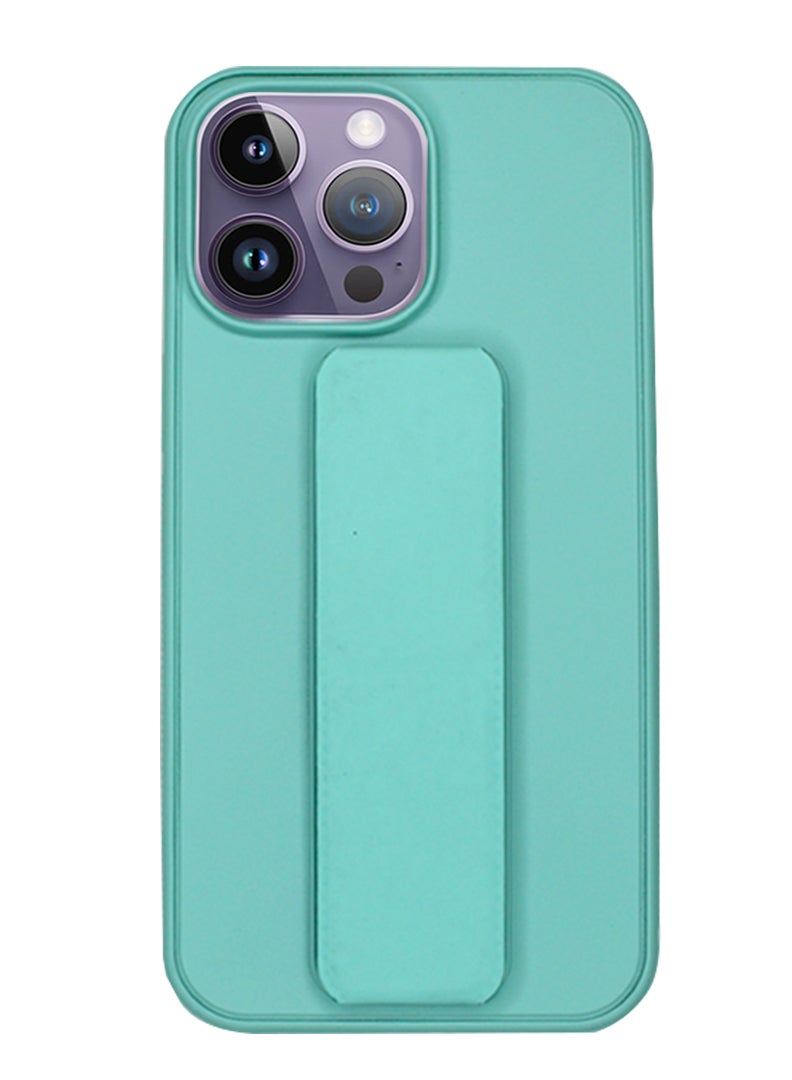 Theodor Fully Covered With Finger Grip Stand Holder Anti Slip Shockproof Protective Case Cover For Apple iPhone 14 Pro Max Light Green