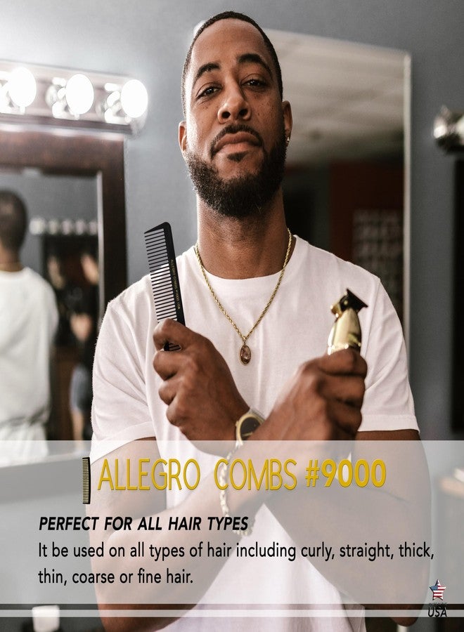 Allegro Combs 9000 Clipper Blending Cutting Wide Teeth Hair Comb For Fading Barbers Hairstylist Men Women Shower Comb Shampoo Styling 1 Piece (Black) - Image 5