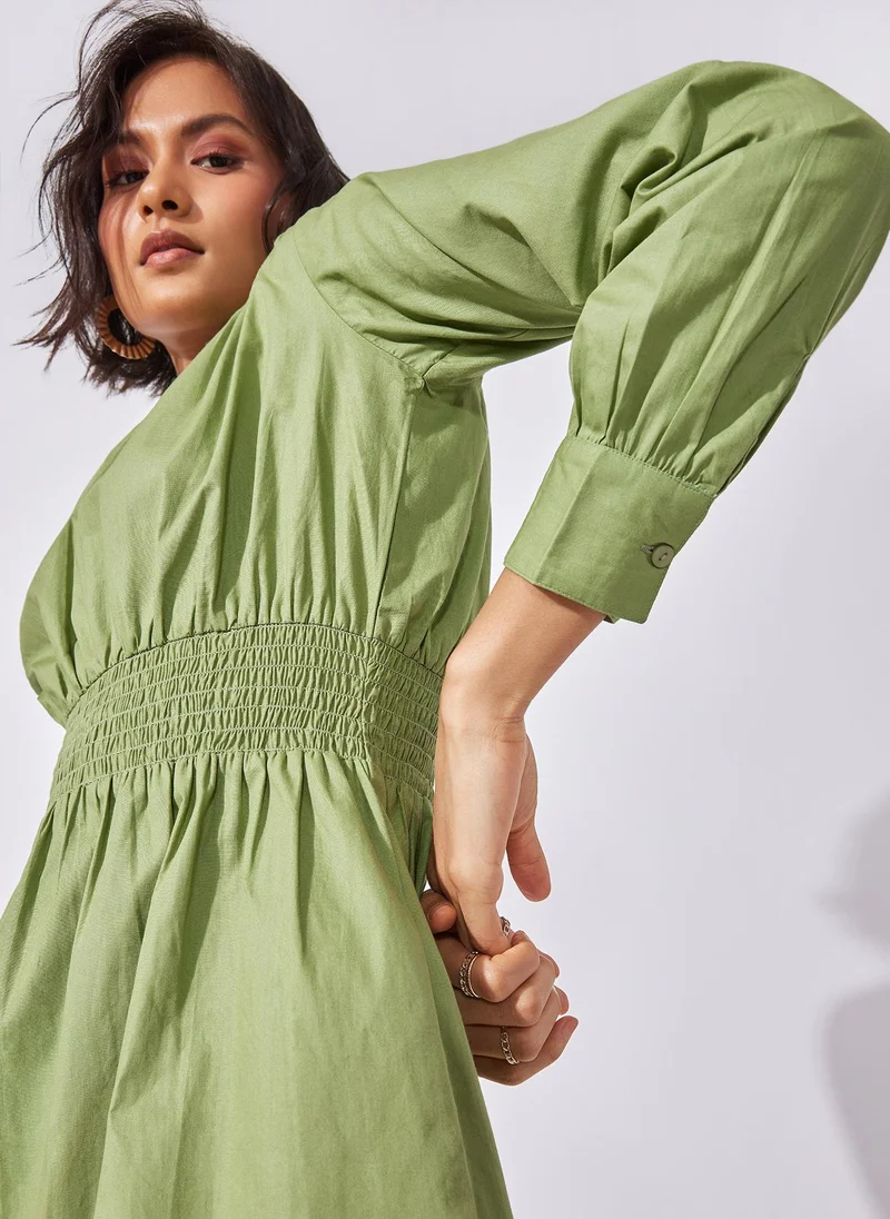 The Label Life Leaf Smocked Mini Dress – Chic & Flowy