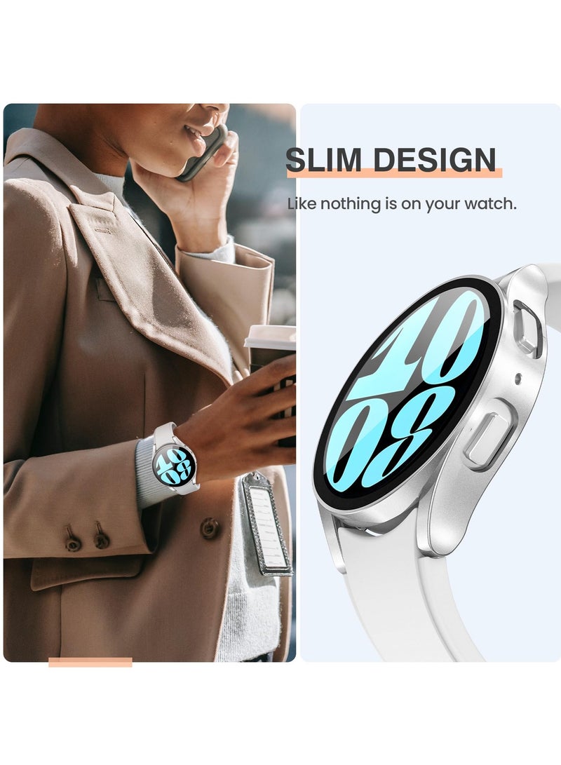 Glass Case Compatible with Samsung Galaxy Watch 6 40MM Smartwatch Case Accessories, All Around Hard PC Scratched Resistant Full Protective Cover for Samsung Galaxy Watch 6 40MM,Silver  - Image 4
