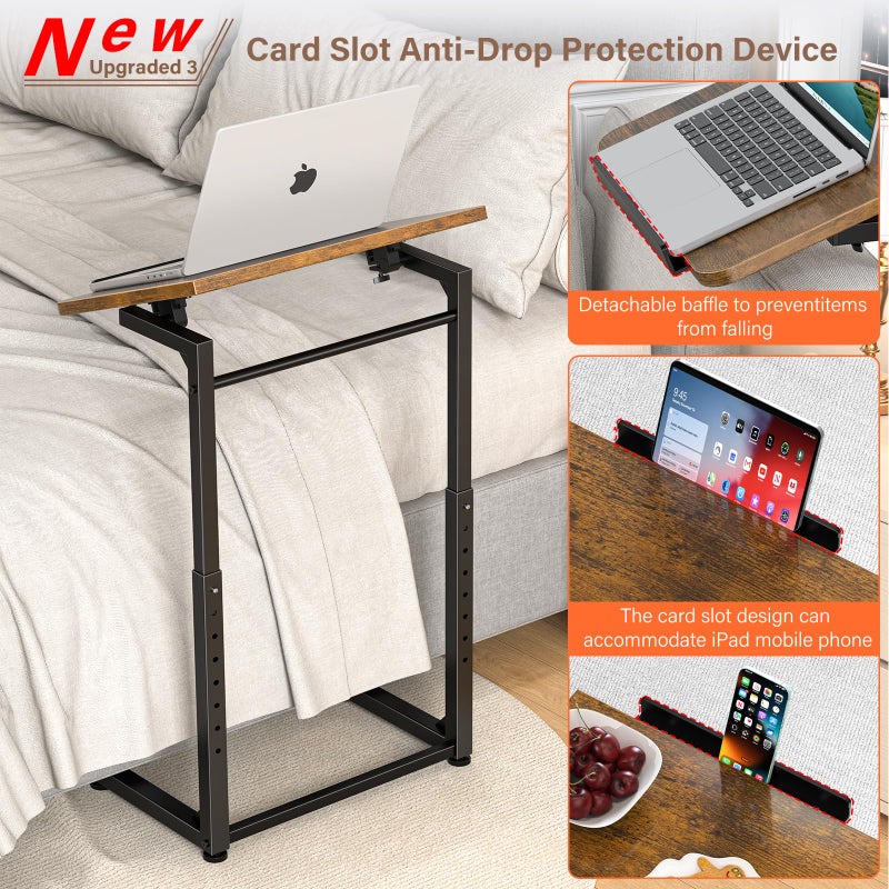 Dataroad Selead Tv Tray Table Set of 2, 8-Level Adjustable Height Couch Side Tableï¼Œ90Â° Tilt Angle Adjustments C-Shaped End Table, with Phone & Tablet Slot Sofa Computer Desk for Couch, Sofa, Bed, Chair, Living Room - Image 4