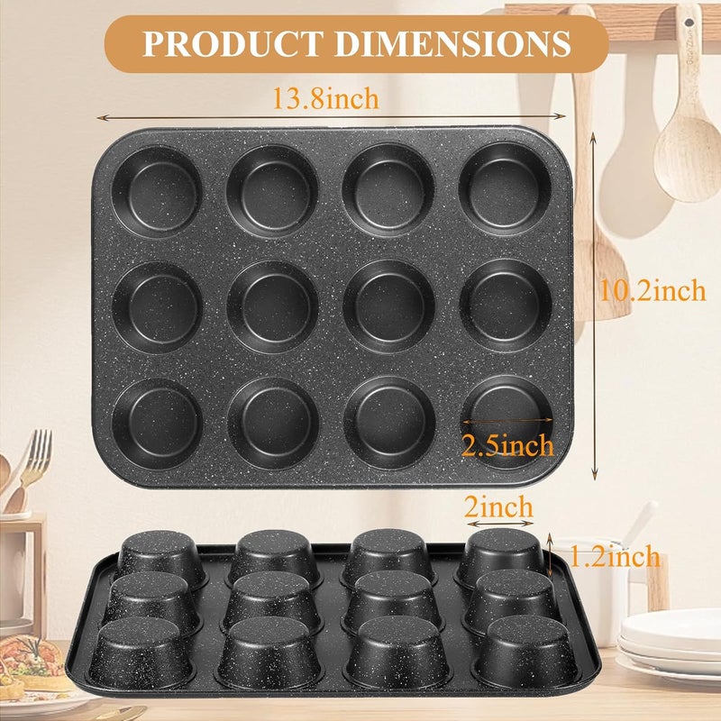 Walooza Muffin Cupcake Pan, Nonstick 12 Cupcake Tray, Cheesecake Pan for Baking - Image 3
