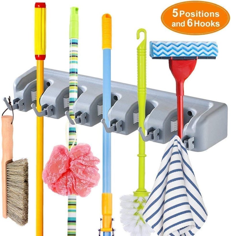 EAYIRA Mop Broom Holder, Garden Tools Wall Mounted Commercial Organizer Saving Space Storage Rack for Kitchen Garden and Garage,Laundry Offices (As Per Image) - Image 2