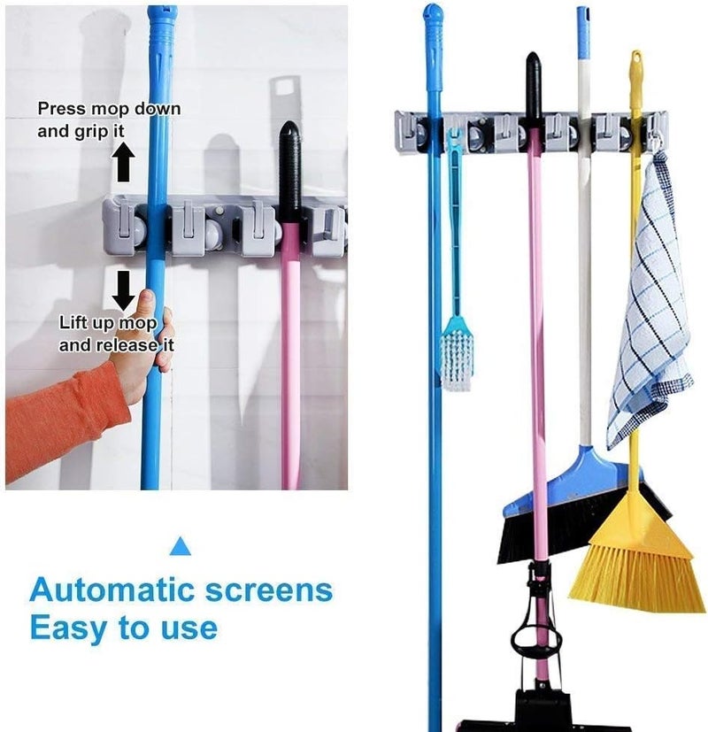 EAYIRA Mop Broom Holder, Garden Tools Wall Mounted Commercial Organizer Saving Space Storage Rack for Kitchen Garden and Garage,Laundry Offices (As Per Image) - Image 3