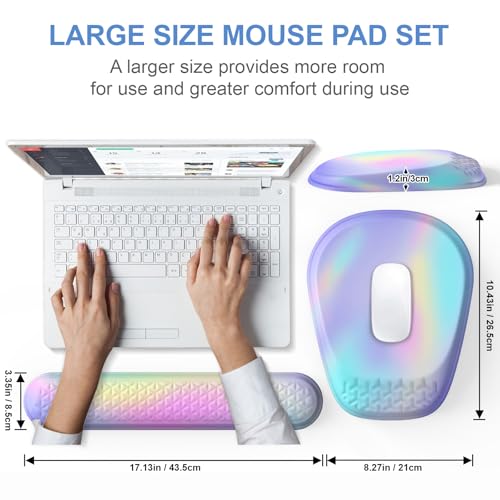 Laokiiy Mouse Pad with Wrist Rest, Comfortable Memory Foam Wrist Rest for Computer Keyboard, Ergonomic Mouse Pad Set for Easy Typing & Pain Relief - Gradient Blue Pink - Image 5