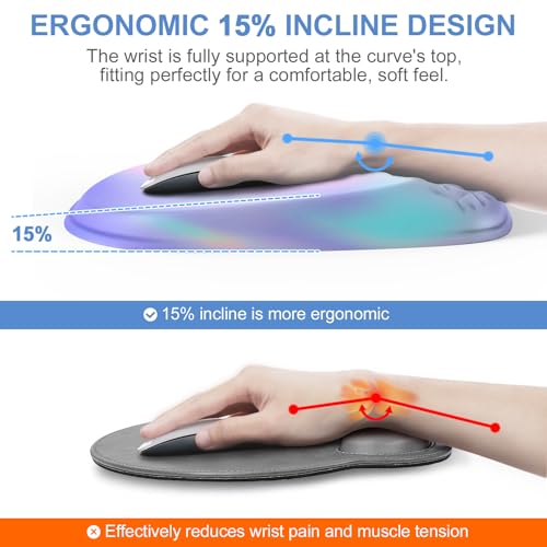 Laokiiy Mouse Pad with Wrist Rest, Comfortable Memory Foam Wrist Rest for Computer Keyboard, Ergonomic Mouse Pad Set for Easy Typing & Pain Relief - Gradient Blue Pink - Image 2