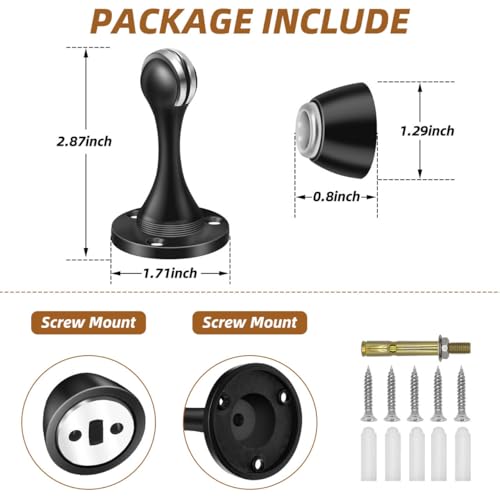 KOLAKO Magnetic Door Stops, Door Stopper Stainless Steel Magnetic Doorstop Brushed Satin Nickel, Black Wall Floor Mounted Door Holder Catch for Bedroom Bathroom Kitchen Home Office - Image 2