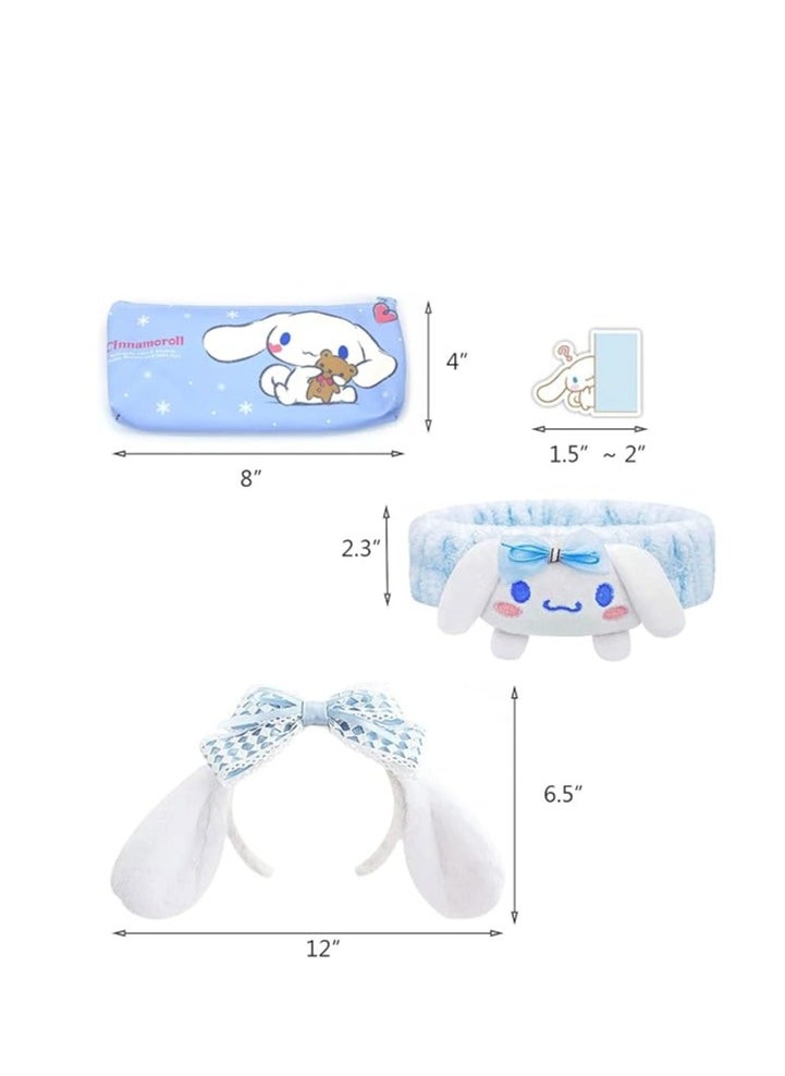 Furtey Cinnamoroll the Puppy Kawaii Gift Set , Cute Cinnamoroll accessories including Hairpin Headbands Cosmetic Pouch Necklaces Bracelets Keychain Stickers  - Image 2
