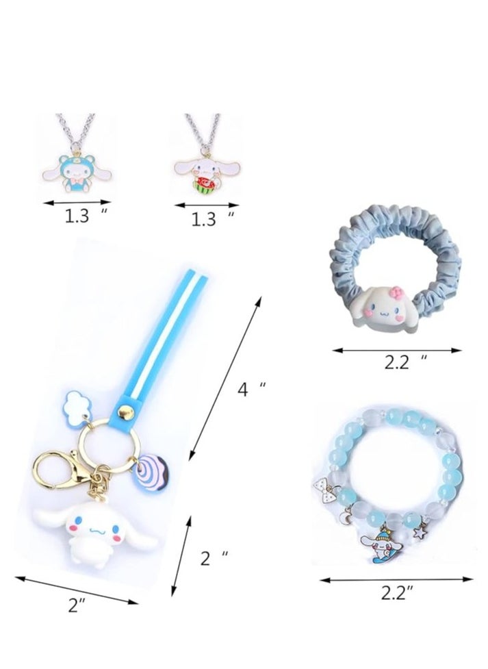 Furtey Cinnamoroll the Puppy Kawaii Gift Set , Cute Cinnamoroll accessories including Hairpin Headbands Cosmetic Pouch Necklaces Bracelets Keychain Stickers  - Image 3
