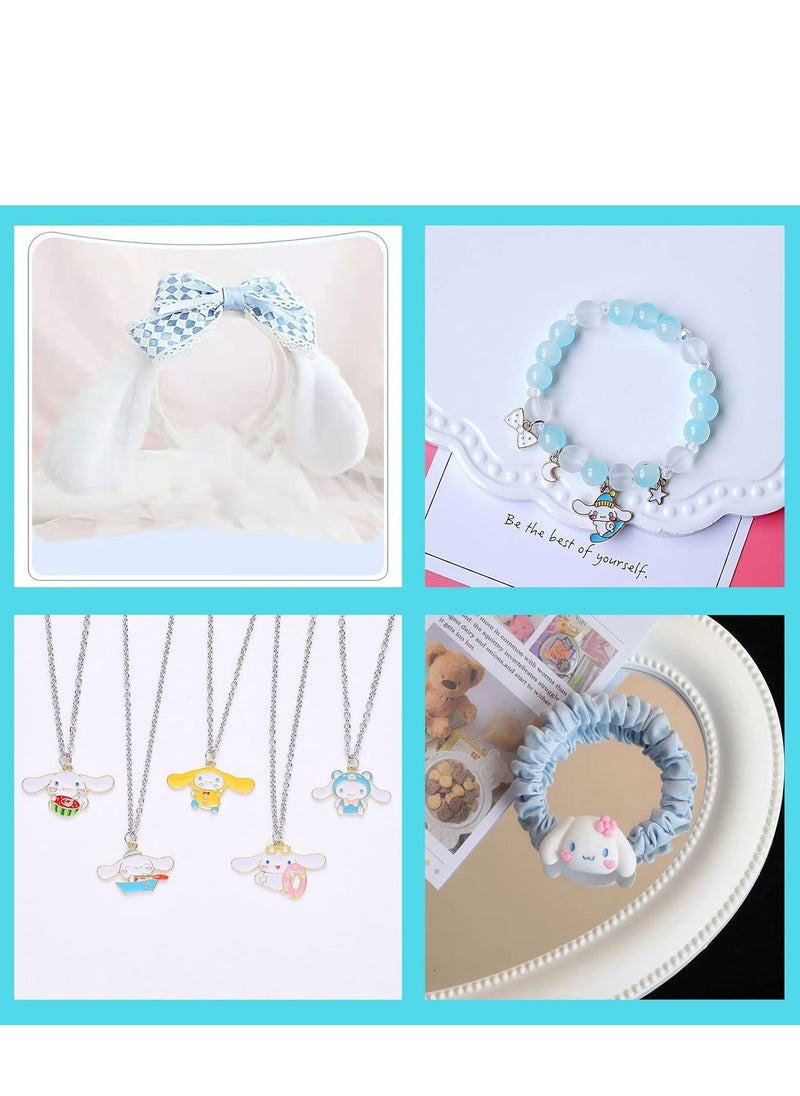 Furtey Cinnamoroll the Puppy Kawaii Gift Set , Cute Cinnamoroll accessories including Hairpin Headbands Cosmetic Pouch Necklaces Bracelets Keychain Stickers  - Image 5