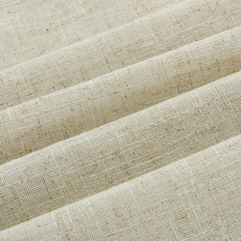 DOSLY IDÃ‰ES Linen Button Farmhouse Beige Shower Curtain,Bowknot,Linen and Cotton Woven Fabric,Pleated Blue Stripe,Country Style,72x72 in - Image 3