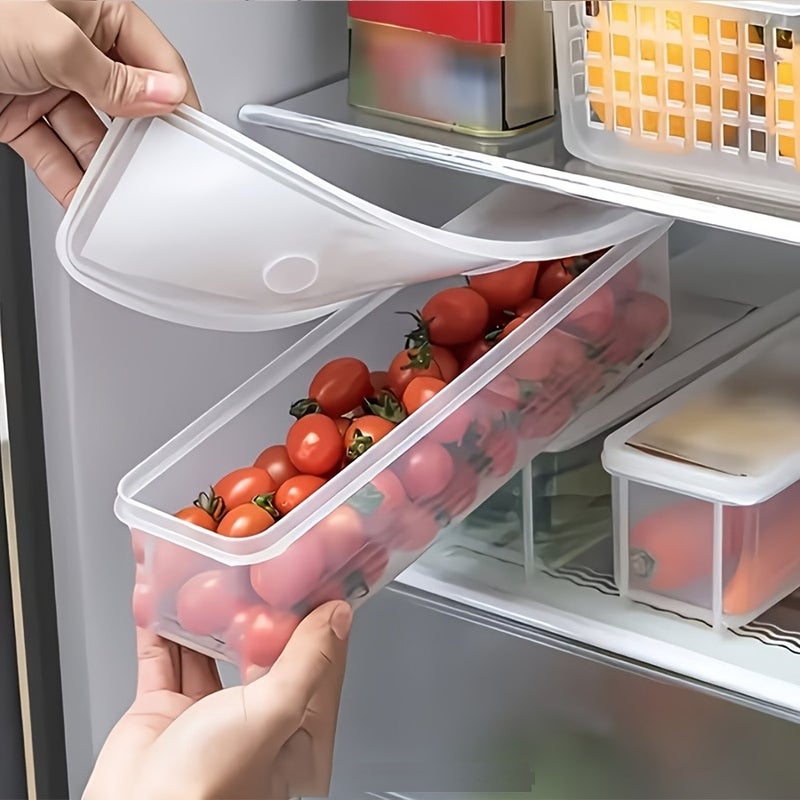 12pcs (6 Lids + 6 Boxes) Rectangular Storage Box. with Lid. Sealed Freezer Container. Reusable. Refrigerator Storage. Save Refrigerator Space. Large Capacity Design. Suitable for Onions, Cilantro, Garlic, Noodles, Eggs, Etc. Christmas/Halloween Gift - Image 2