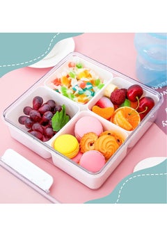 Excefore Veggie Tray with Lid, Reusable Serving Tray with 4 Compartments, Square Plastic Divided Serving Tray with Lid, with 4 Removable Boxes, Hot Pot Serving Platter for Snack, Fruit, Veggie, Candies 2Pack  - Image 2