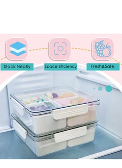 Excefore Veggie Tray with Lid, Reusable Serving Tray with 4 Compartments, Square Plastic Divided Serving Tray with Lid, with 4 Removable Boxes, Hot Pot Serving Platter for Snack, Fruit, Veggie, Candies 2Pack  - Image 4