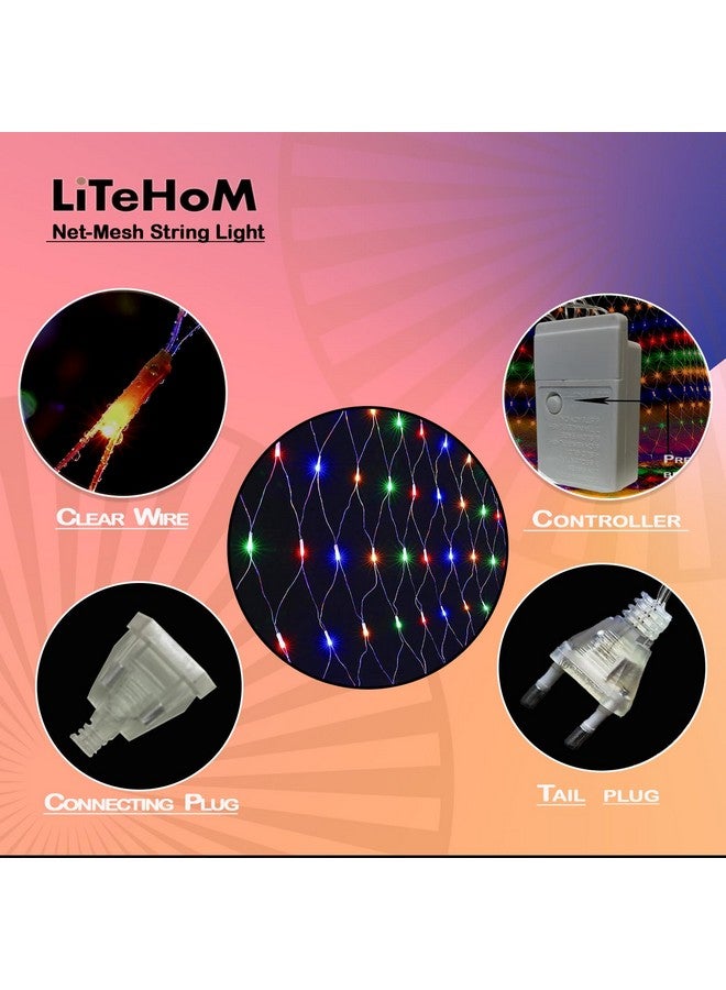Litehom أضواء شبكة ليد لايتهوم - أضواء ديوالي، أضواء ليد لتزيين المنزل 9.8 قدم × 6.6 قدم 192 ليد 8 أوضاع (متعددة الألوان - بكسل - 3x2 - شبكة)  - Image 4