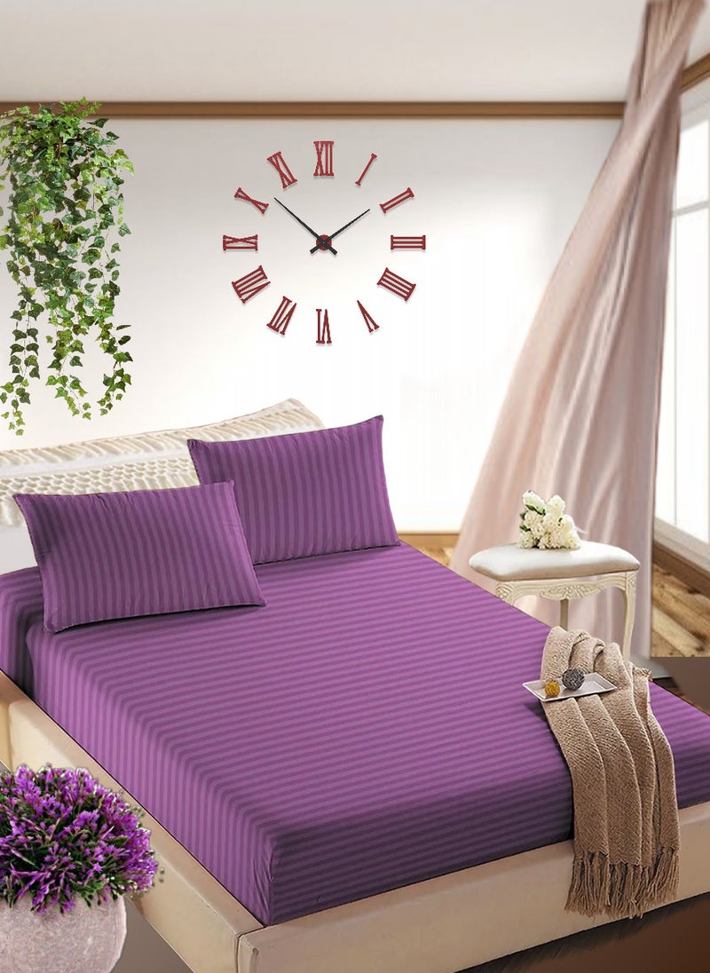 Blueberry Faded Purple Extra Deep Pocket Sheets Cotton 3 Piece Bed Sheet Set 180x200+35cm  - Image 1