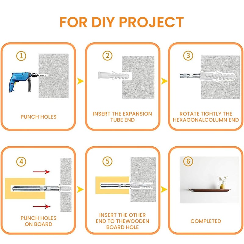 Serplex 2Pcs Concealed Floating Shelf Brackets IronCarbon Alloy WallMounted Invisible Bracket Shelf Supporter Bookshelf Hidden Fixed Bracket for DIY Custom Wall Floating Board Shelves - Image 3