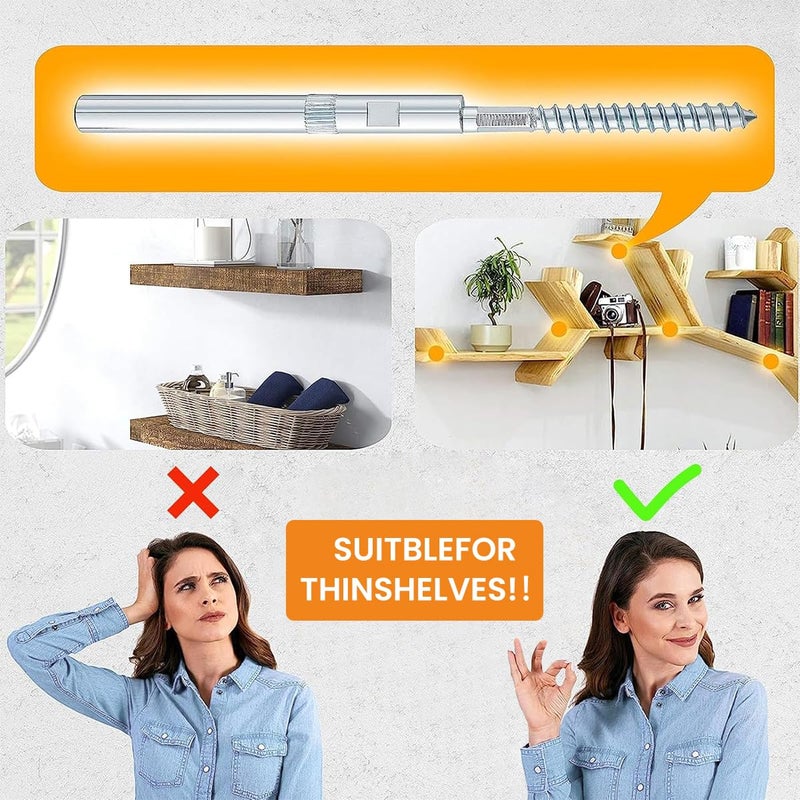 Serplex 2Pcs Concealed Floating Shelf Brackets IronCarbon Alloy WallMounted Invisible Bracket Shelf Supporter Bookshelf Hidden Fixed Bracket for DIY Custom Wall Floating Board Shelves - Image 4