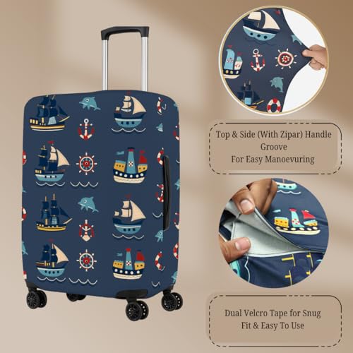 NT CREATION Printed Luggage Cover for Traveling Bag & Suitcase - Stretchable & Scratchproof Trolley Protector with Velcro Lock & Lightweight Washable Material(Suitcase Bag Not Included, Only Cover in Product) - Image 4