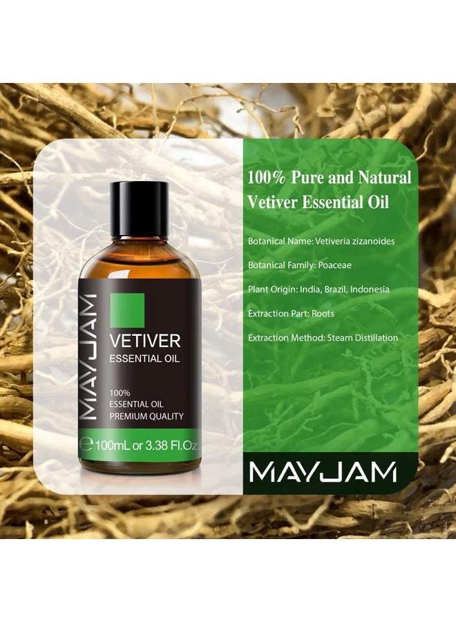 MAYJAM Vetiver Essential Oil 100ML/3.38FL.OZ, MAYJAM Premium Grade Vetiver Oil Essential Oil for Diffuser, Vetiver Aromatherapy Oils for Candles, Soaps - Image 3