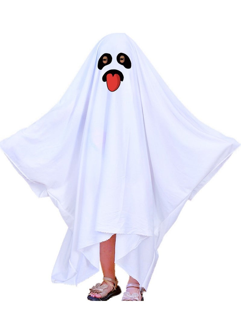 CityRiya-Long - Ghost Costumes for Kids, White Ghost Costume, Boys Girls Cosplay Ghost Robe Cloak, Child Spooky Ghost Costume for Boys Girls Toddler, Fancy Party Ghost Dress Cape Cosplay Size M - Image 1