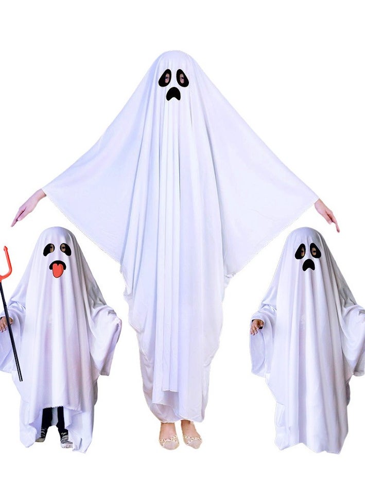 CityRiya-Long - Ghost Costumes for Kids, White Ghost Costume, Boys Girls Cosplay Ghost Robe Cloak, Child Spooky Ghost Costume for Boys Girls Toddler, Fancy Party Ghost Dress Cape Cosplay Size M - Image 1
