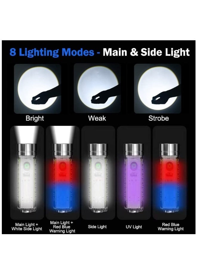 Generic Super Bright 500 Lumens Rechargeable LED Mini Pocket Torch with Red, Blue, and UV Light - 8 Modes, Magnetic, Zoomable Flashlight for Emergency, Camping, Hiking, and Gifts.  - Image 2