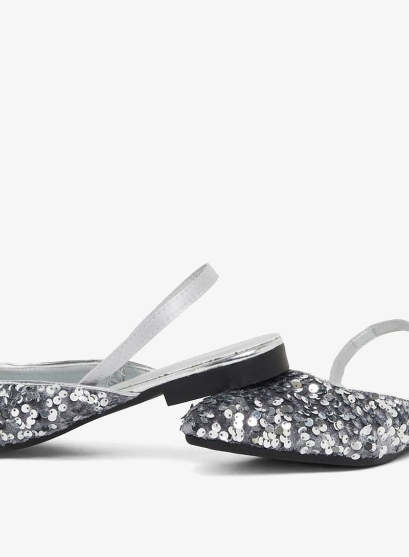 Take Two Silver Sequin Flat Sandals - Image 3