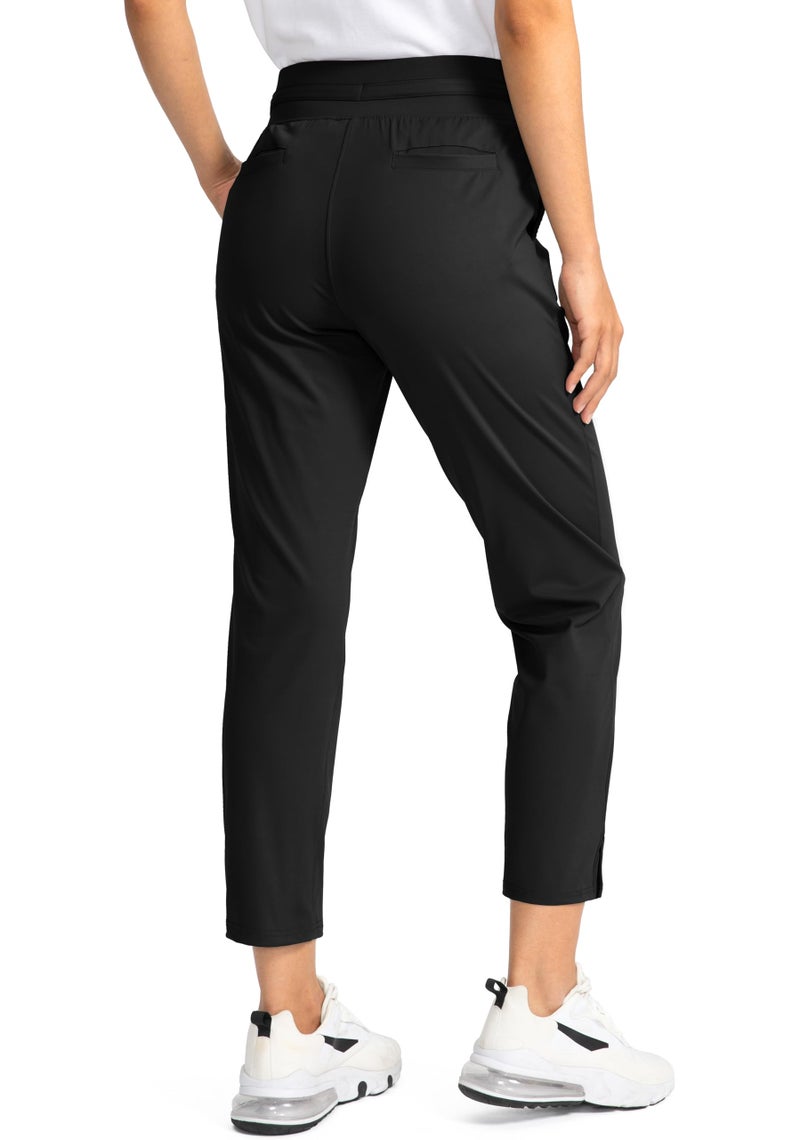 Soothfeel Women's Pants with 4 Pockets 7/8 Stretch High Waisted Sweatpants Travel Athletic Work Golf Pants for Women(Black, Large) - Image 3